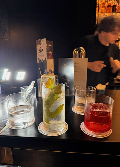 Mario’s Chūhai and The Other Rice Negroni, served at Drink Kong Campo Marzio.