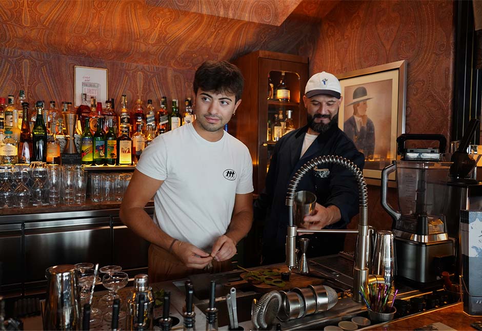 Mario la Pietra (right) with Little Tobago bartender Nicolò Colonnelli (left).