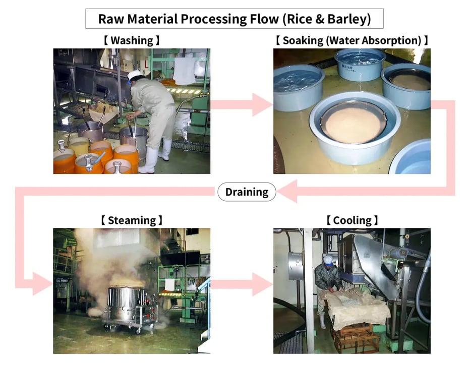 Raw Material Processing Flow (Rice & Barley)