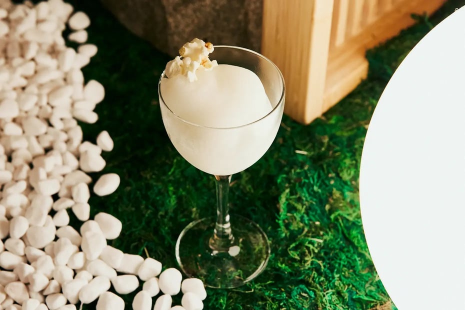 Nico de Soto of Mace created the cocktail Masaka with iichiko Saiten, featuring a refreshing, sherbet-like texture.